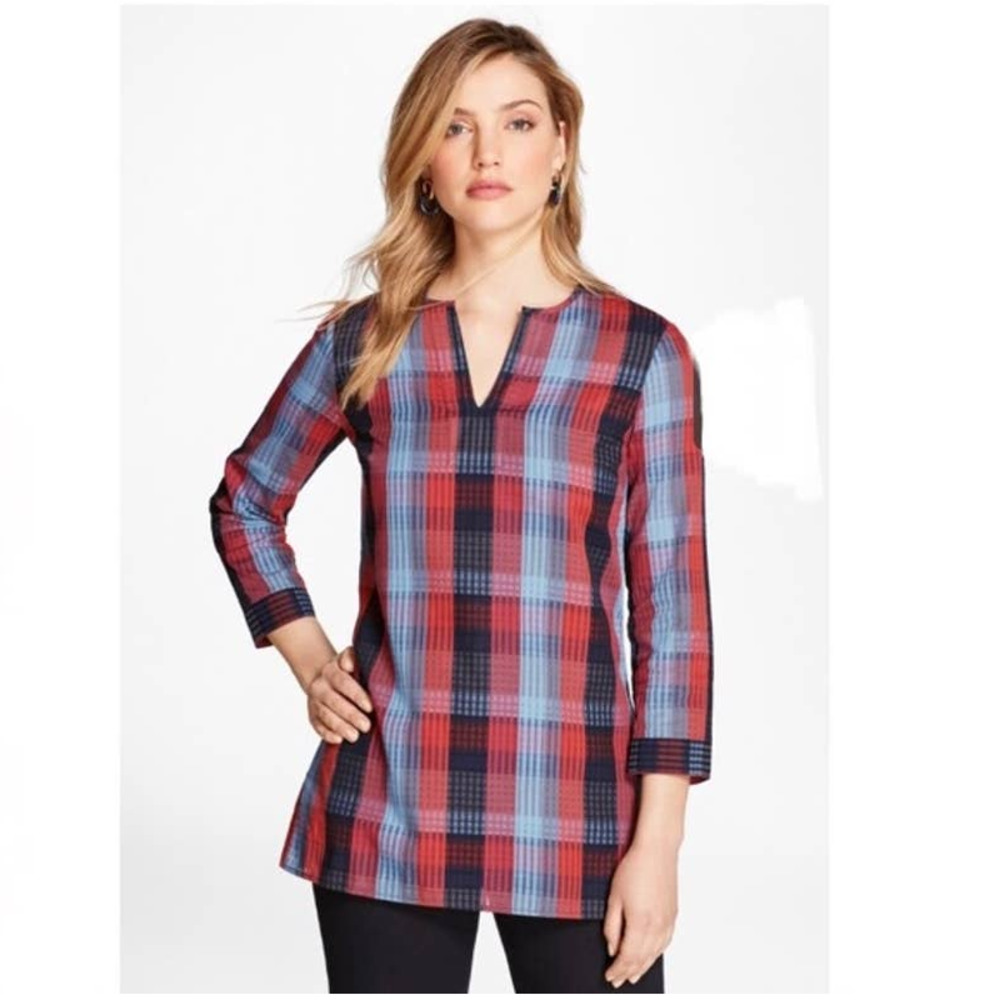Brooks Brothers Red and Blue Plaid Tunic Top